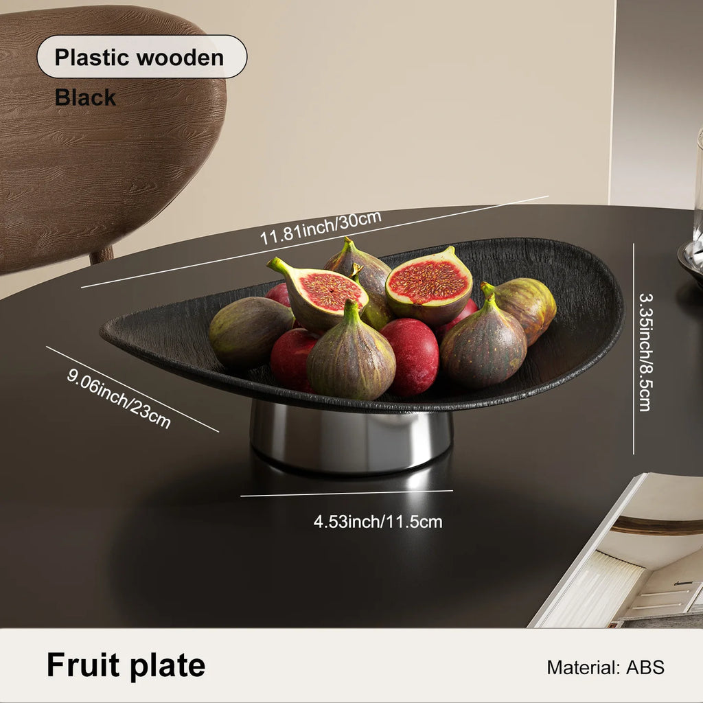 Fruit Bowl for Counter Leaf Fruit Bowl with Base Large Open Decorative Serving Plate Tabletop Centerpiece Modern Home Decor Oasis Select black