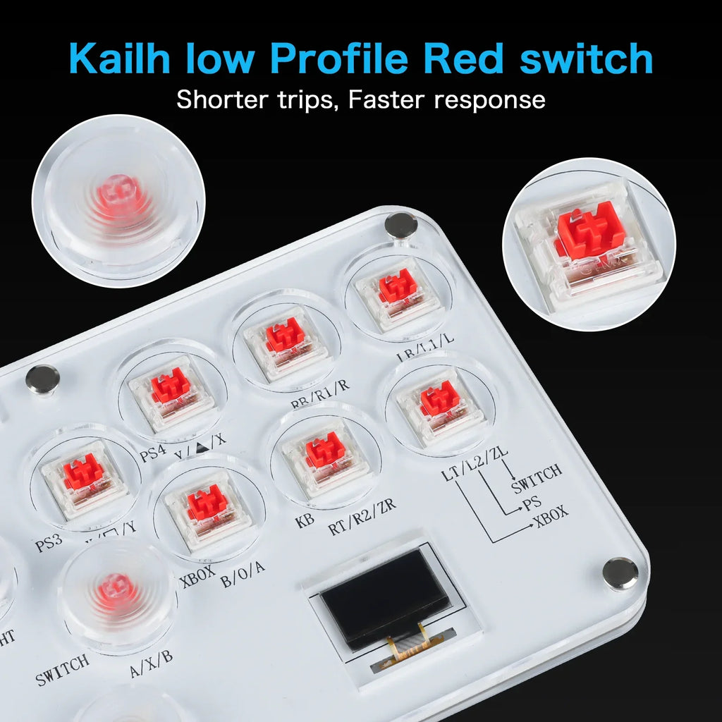 Stickless Arcade Stick 12Keys All-Button Mini Fighting Game Arcade Stick Leverless Controller Fight Sticks for PS3/PS4/PC/Switch Oasis Select