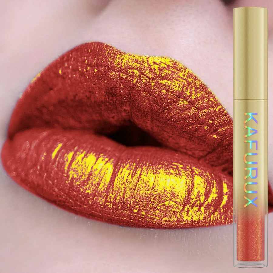 KAFURUX Glitter Lip Gloss – 14 Shades, Metallic & Waterproof