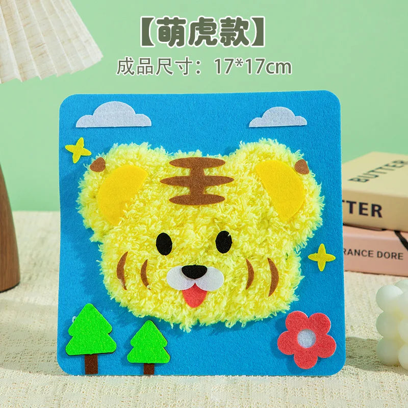 Christmas Gifts Non-woven Fabric Sewing Fun Thread Drawing Christmas Tree Children's Diy Handmade Material Toys Oasis Select cute tiger
