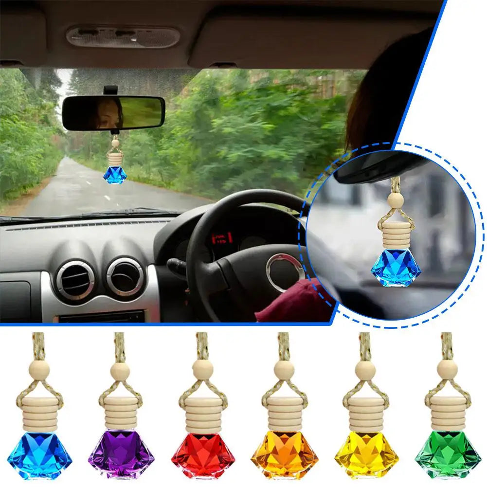 7ml Car Hanging Bottles Perfume Aromatherapy Refillable Air Freshener Diffuser Oil Fragrance Bottle Vehicle Auto Sapper Pendant Oasis Select