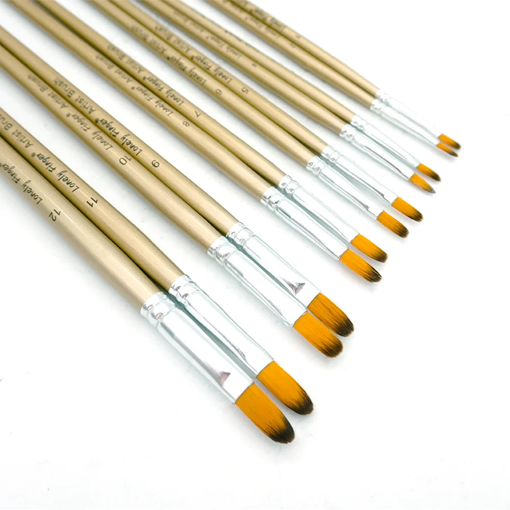 12pcs Filbert Paint Brush Set for Watercolor, Acrylic, Gouache, Ink, and Tempera Painting Oasis Select 12rose gold Flibert