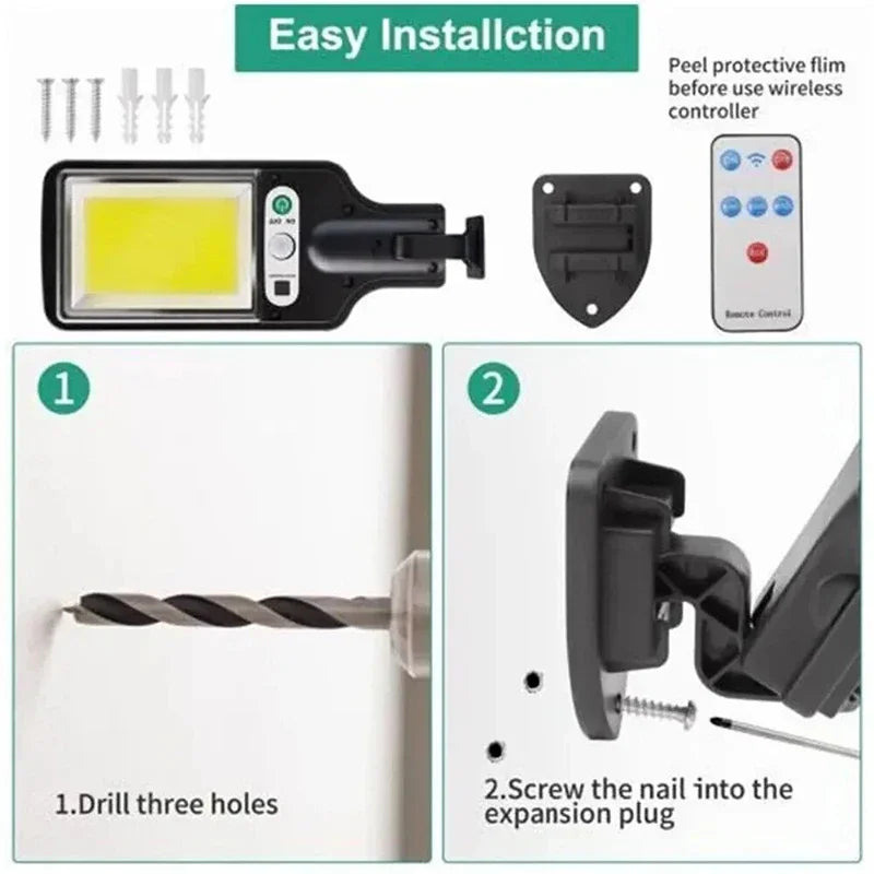 108 COB Sensor Street Lamp 3 Light Modes Outdoor Waterproof Security Solar Lamps for Garden Patio Path Remote Control Light Oasis Select