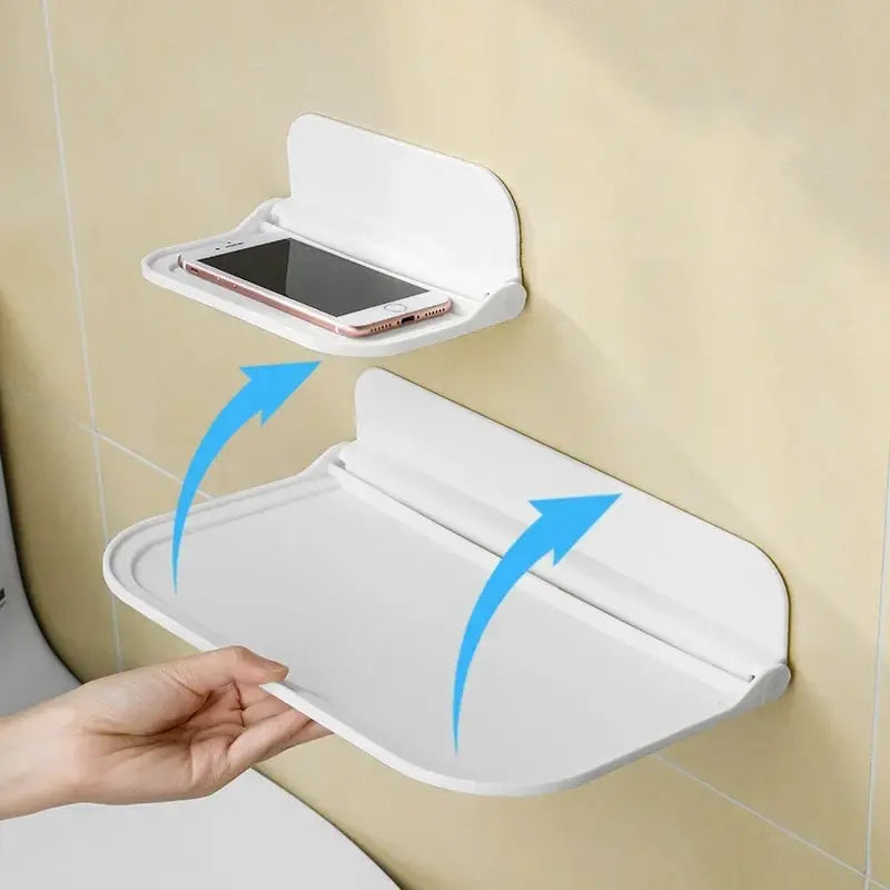 Folding Wall Mounted Shelf – Punch-Free Storage Rack & Holder Folding Wall Shelf Oasis Select