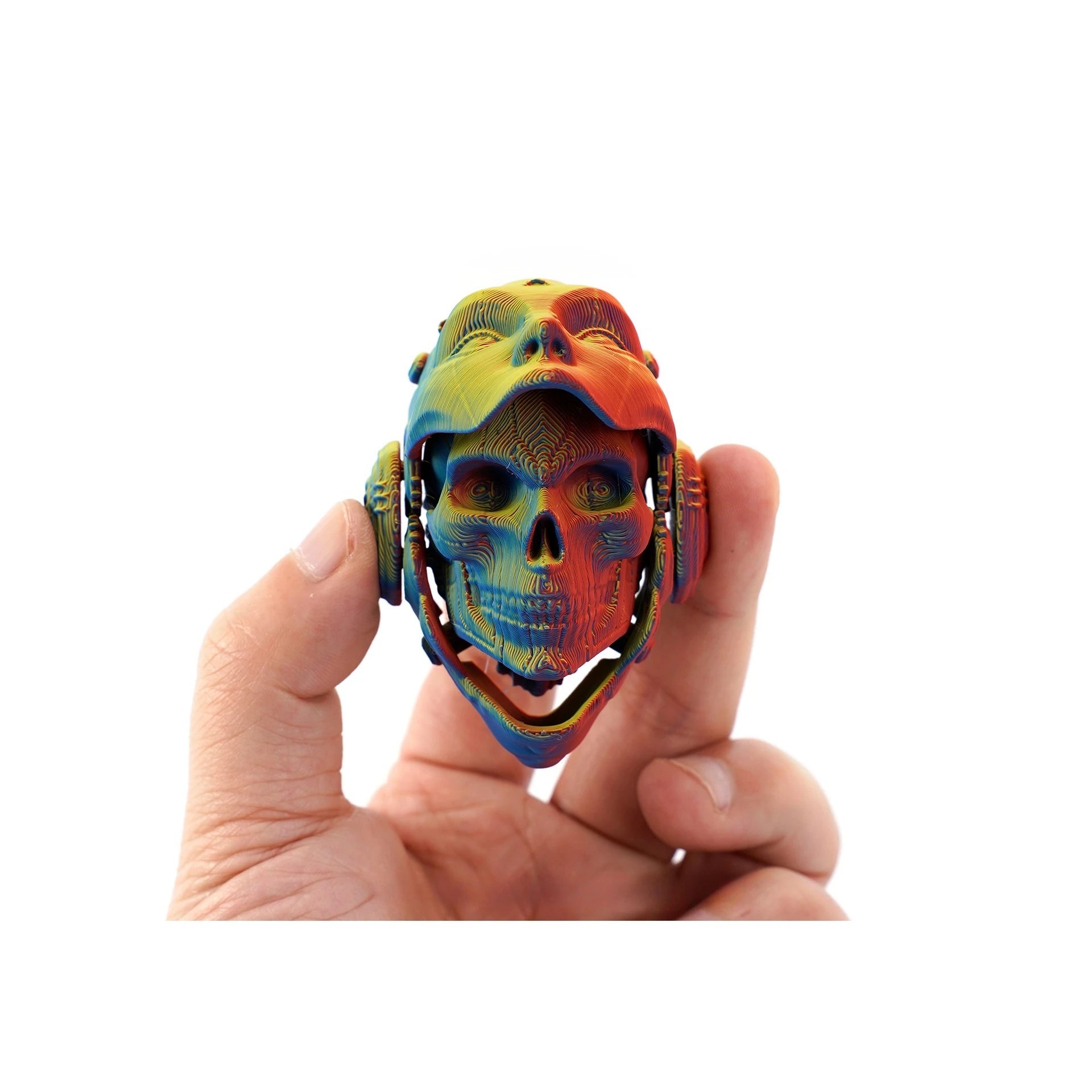 3D Printed Machined Mask Skull Mask Flip Keychain Creative Bag Pendant Car Keychain Desktop Ornament Funny Gift Miniatures Oasis Select