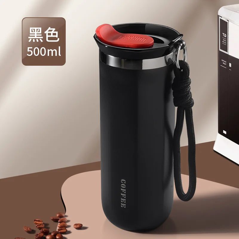 350/500ml Vacuum Insulated Coffee Mug, Double-wall Stainless Steel Travel Tumbler, Office Portable Cold Coffee Cup Gift Cup Oasis Select Black-500ml .350 or 500ml