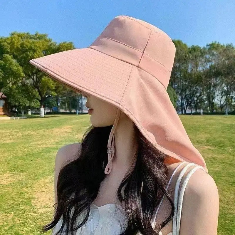 Women Adjustable Neck Flap Sun Hat Wide Brim UPF 50+ UV Protection Breathable Outdoor Travel Beach Cap Oasis Select A3 Pink