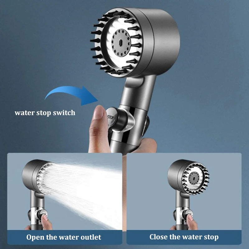 3-Mode High Pressure Filter Shower Head | One-Click Stop