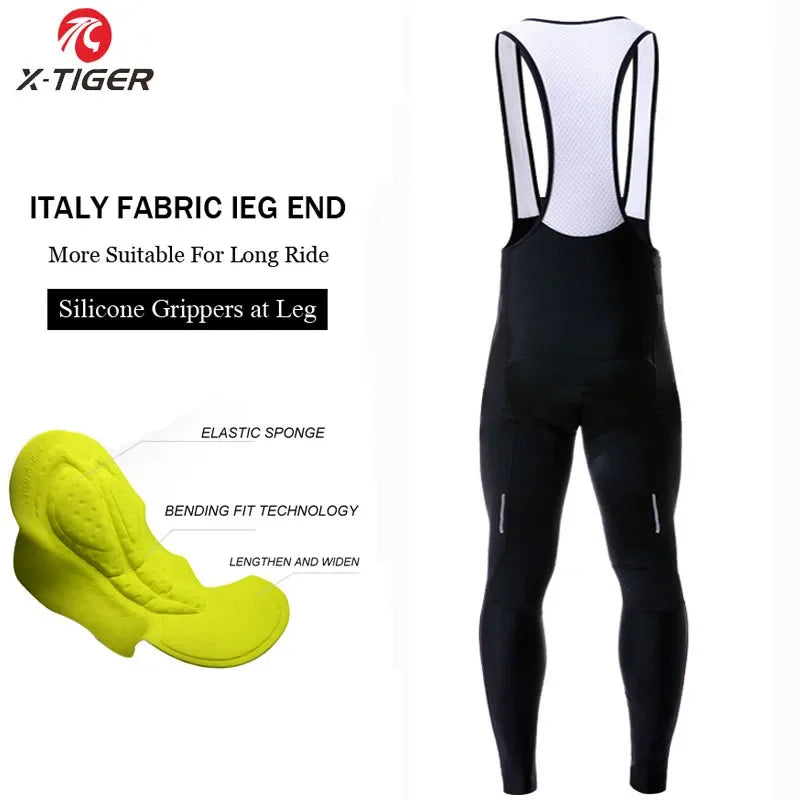 X-TIGER Professional Cycling Bib Pants 5D Coolmax Gel Pad Breathable Quick-drying Men's TMB Bike Pants Tights High Elasticity Oasis Select XM-CBK-15101 L