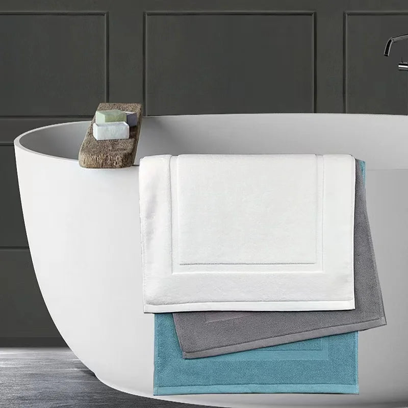 White Floor Towel Thicken Jacquard SPA Bathroom Mat Hotel Home Grey Bath Mats 100%Cotton Non-Slip Water Absorption Bathtub Towel Oasis Select