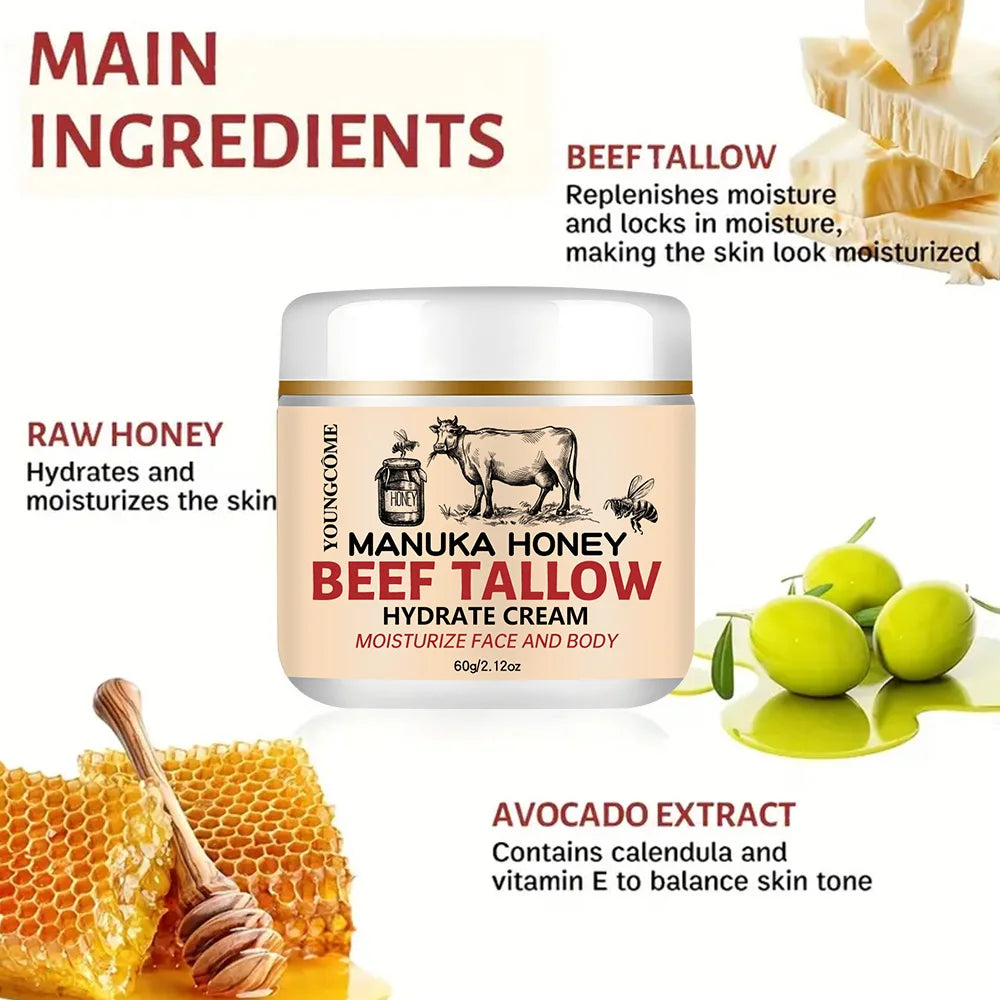 YOUNGCOME Beef Tallow Honey Balm – Face & Body Moisturizer Face & Body Balm Oasis Select