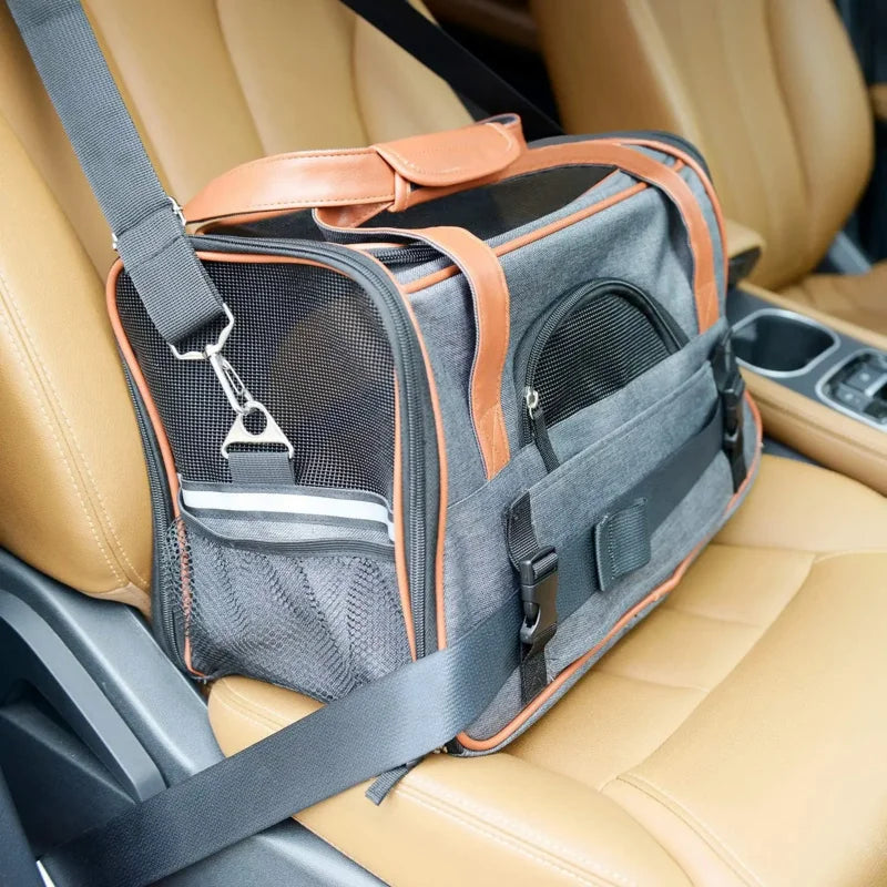 Cat Dog Carrier Airline Approved Soft Sided Pet Travel Bag, Car Seat Safe Carrie Oasis Select