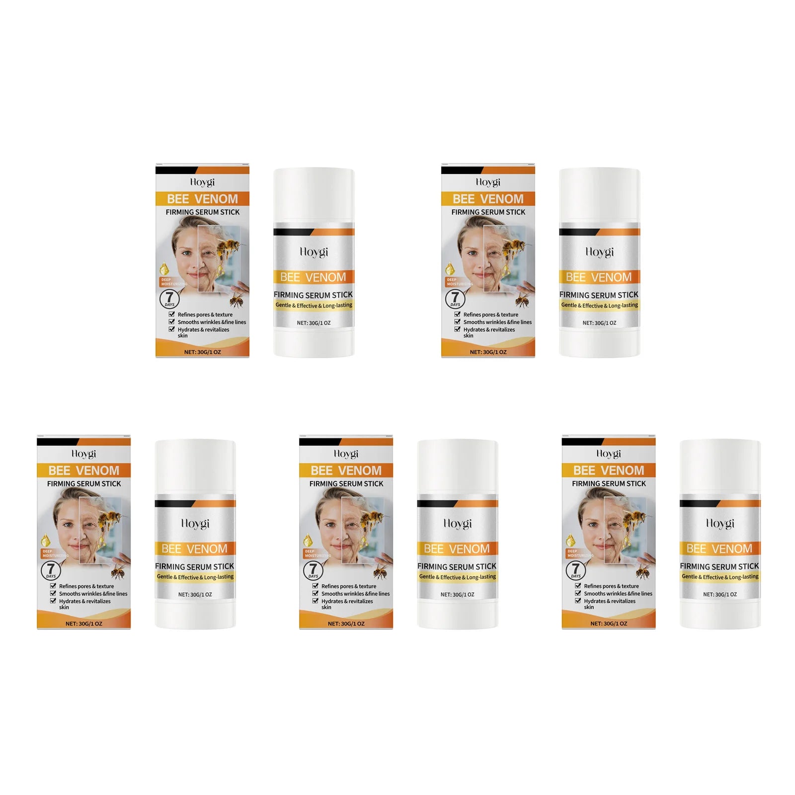 Hoygi Bee Venom Firming Serum Stick – Anti-Aging & Lifting Face Serum Stick Oasis Select 5 x 30g Boxed