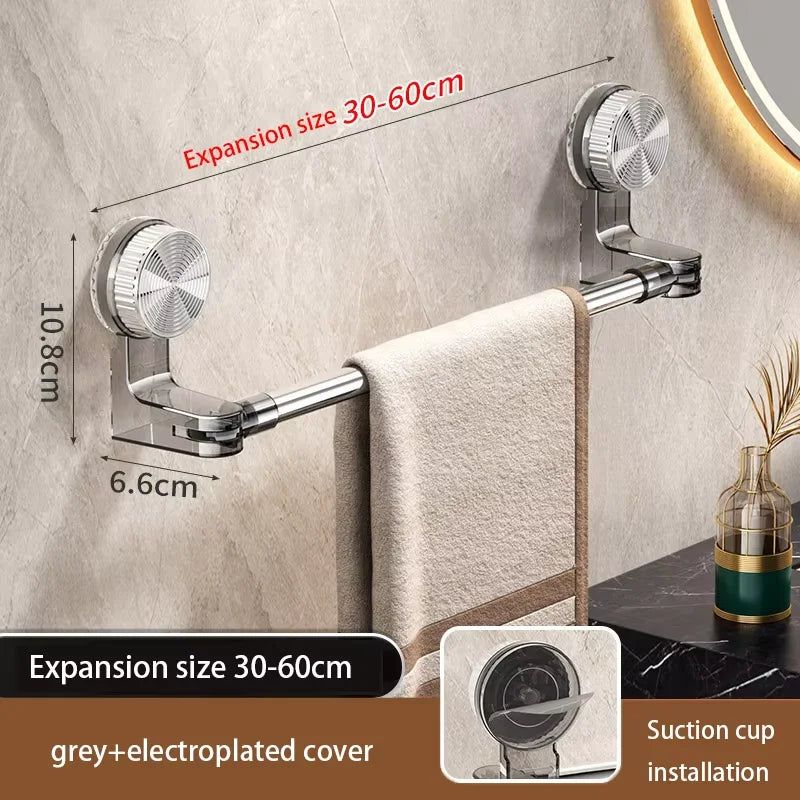 Suction Cup Telescopic Towel Bar & Corner Rack – No Drill