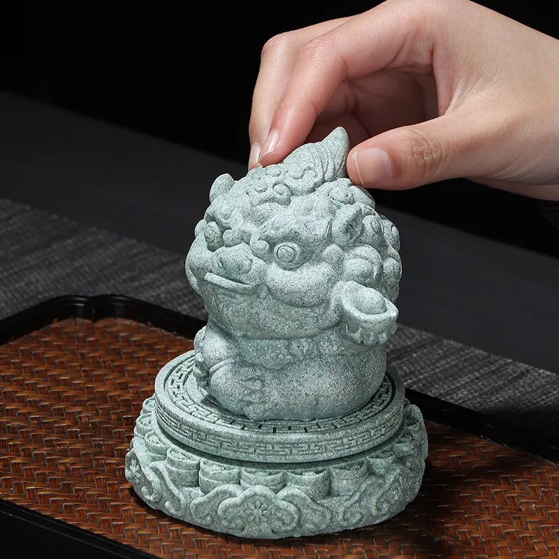 Fortune Comes Creative Pixiu Tea Pet Chinese Style Auspicious Beast Ornament Tea Set Accessory Home Decoration Display Gift Oasis Select