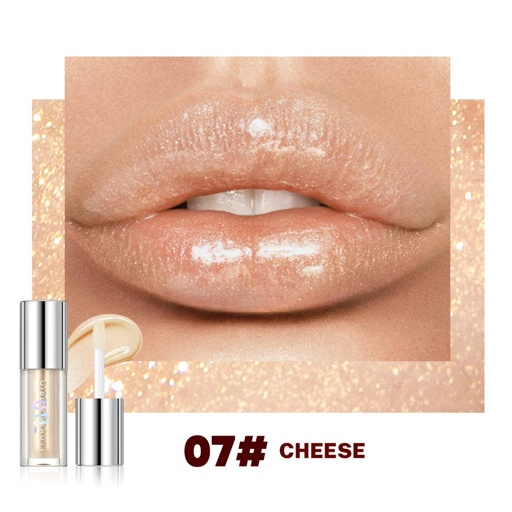 QIBEST Diamond Glitter Lip Gloss – Shimmer Mirror Lip Glaze