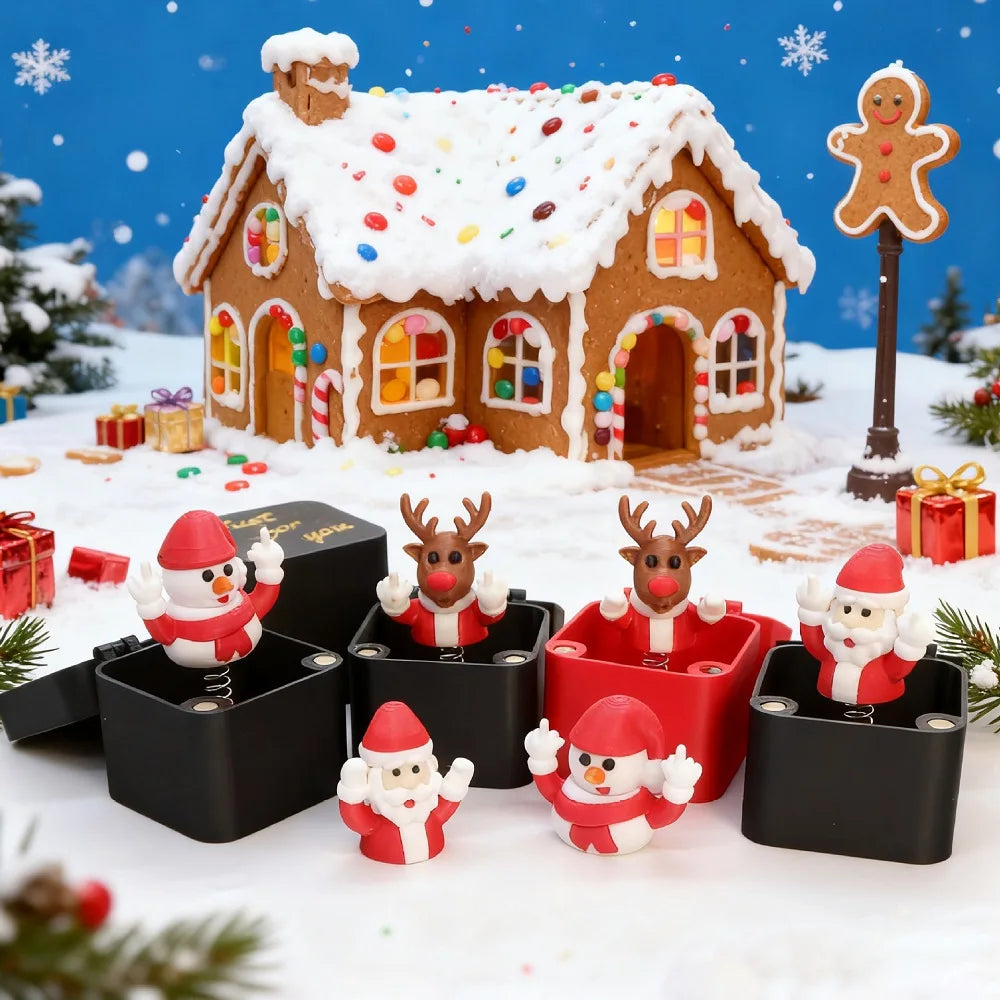 Christmas Middle Finger In A Box Prank Figure Home Party New Year Bouncing Character Statue Decoration Prop Special Special Gift Oasis Select