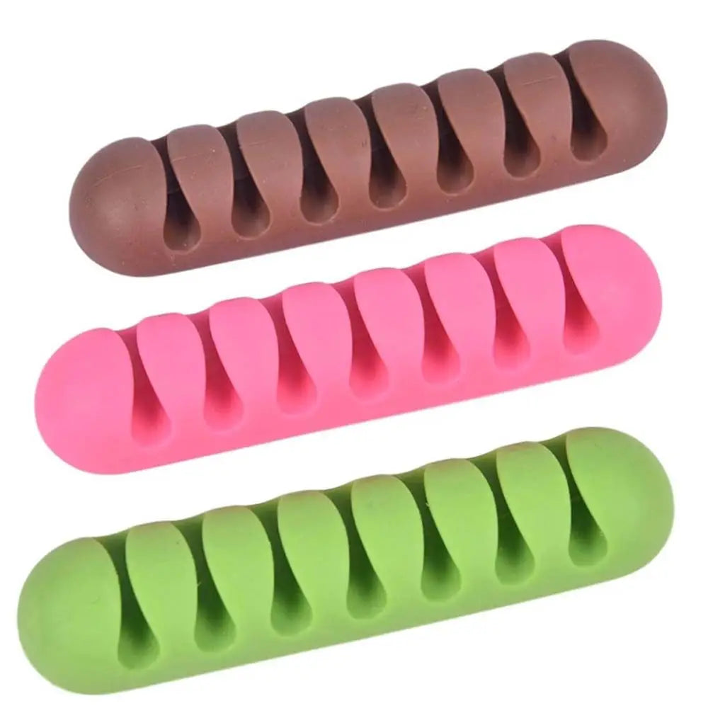 7 Holes USB Cable Organizer Cable Clamp Wire Winder Headphone Earphone Holder Cord Silicone Clip Phone Line Desktop Management Oasis Select