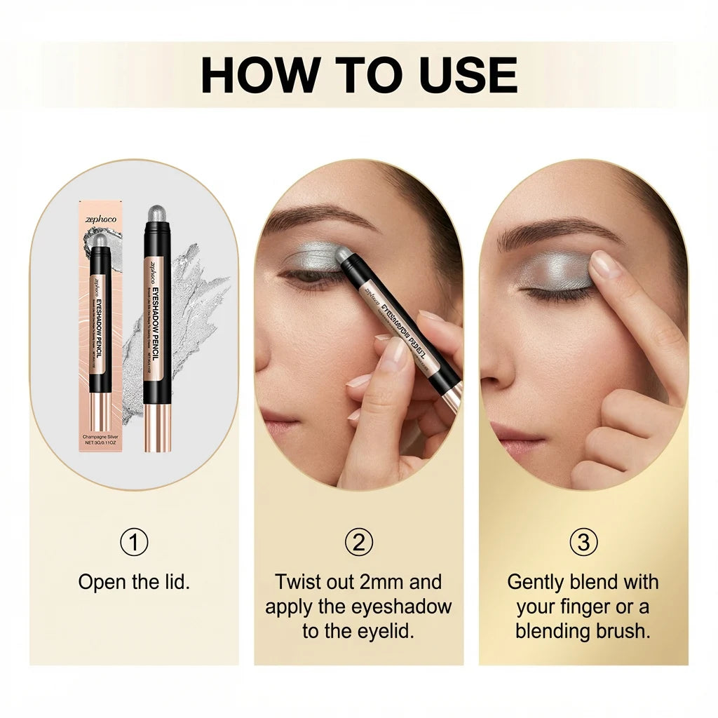 Smooth Pearl Eyeshadow Stick (Champagne Silver) - Naturally Pigmented, Fine Shimmer, Silky, Beginner-Friendly Oasis Select