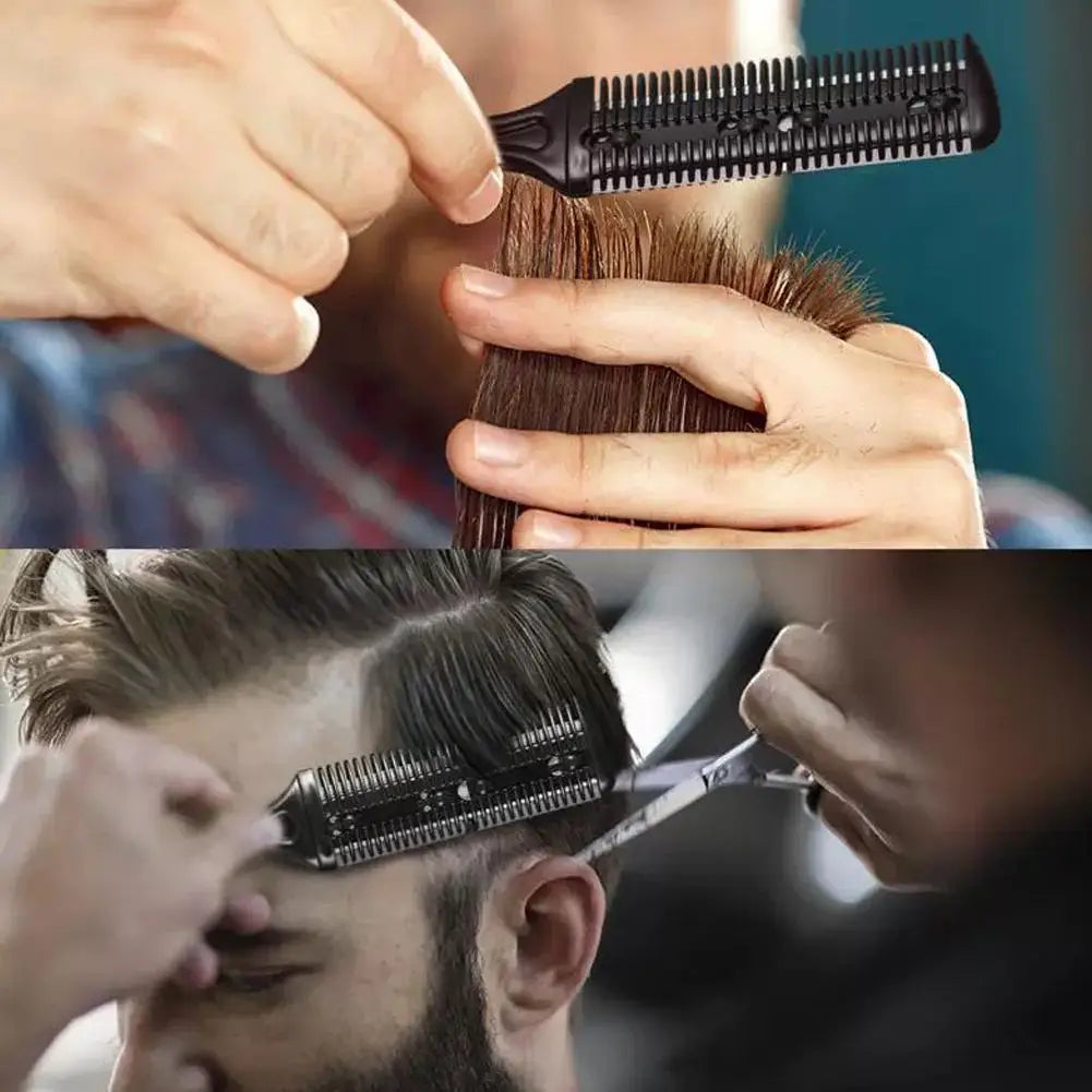 Barber Hair Cutting Comb with Razor Blades Thinning Hair Trimmer Styling Tool Haircut Brush Shaving Comb for Professional Haircu Oasis Select