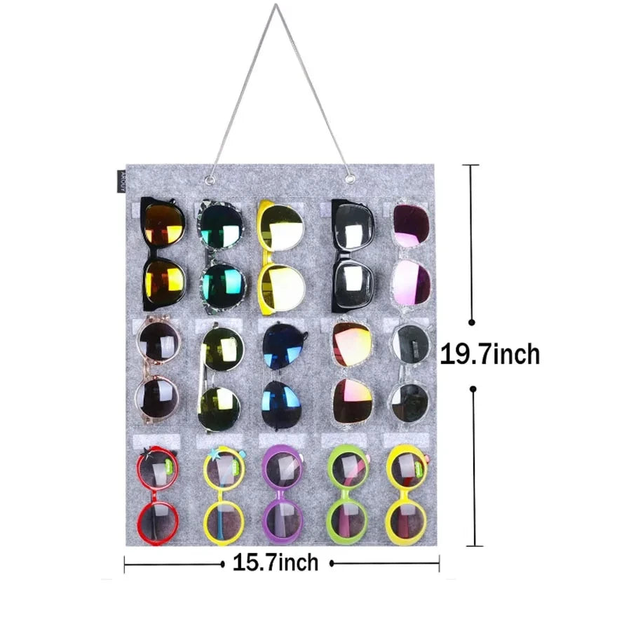 1Pc 15/25 Grids Glasses Organizer Storage Wall Hanging Bag Multifunctional Sunglasses Eyeglass Container Bag Foldable Oasis Select