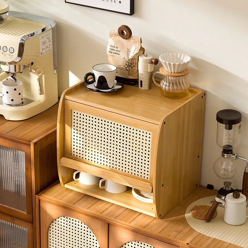 Kitchen dust tea set coffee cup storage cabinet Japanese kitchen desktop sundries cosmetics storage box dust bowl Oasis Select
