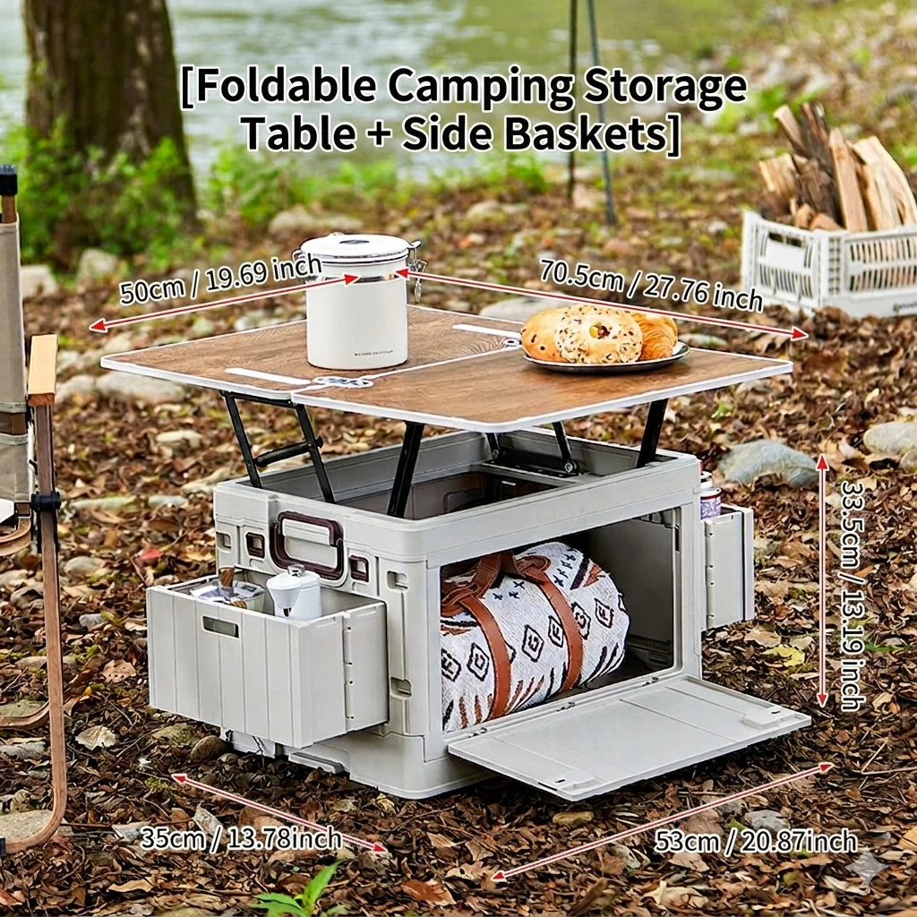 Folding box - Japanese style flat outdoor camping box - wooden lid folding storage box - trunk organizer box - gift storage box Oasis Select Style C-gray