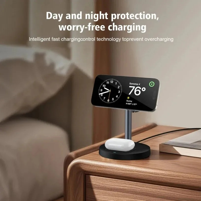 3 in 1 Desktop Magnetic Wireless Charger For iPhone 17 16 15 14 13 12 Pro Max Samsung Huawei xiaomi for Apple Watch AirPods Pro Oasis Select