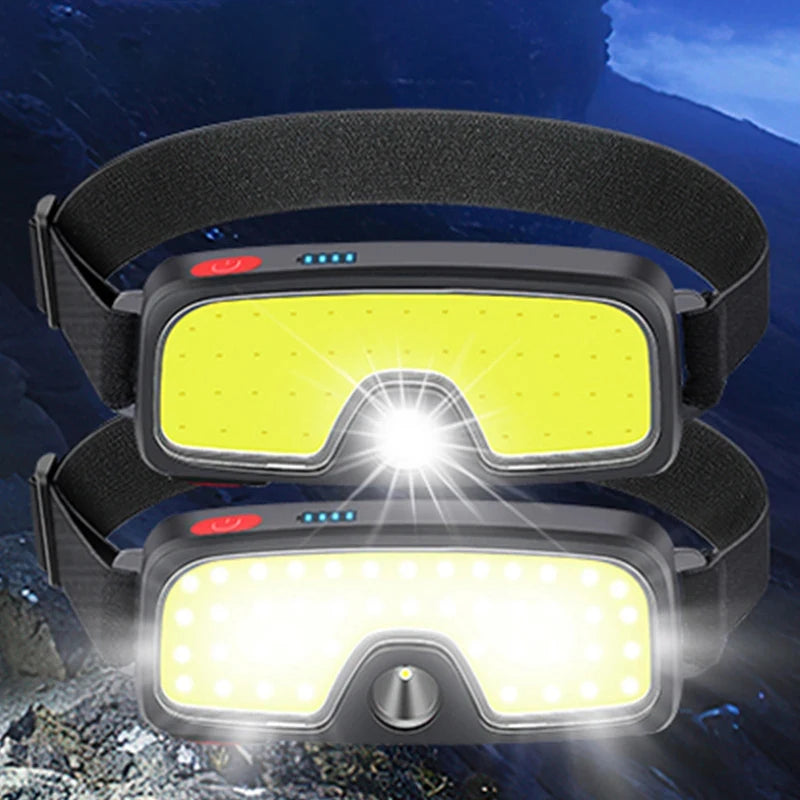 New Upgrade Portable LED Head Lamp Built-in 1200mah Battery COB Headlight USB-C Rechargeable Waterproof Torch Camping Flashlight Oasis Select