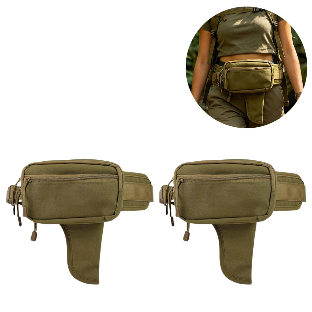 Oxford Cloth Tactical Waist Bag Waterproof Adjustable Belt Unisex Waist Pack Lightweight Bag for Travel Camping Running Riding Oasis Select Clay X 2