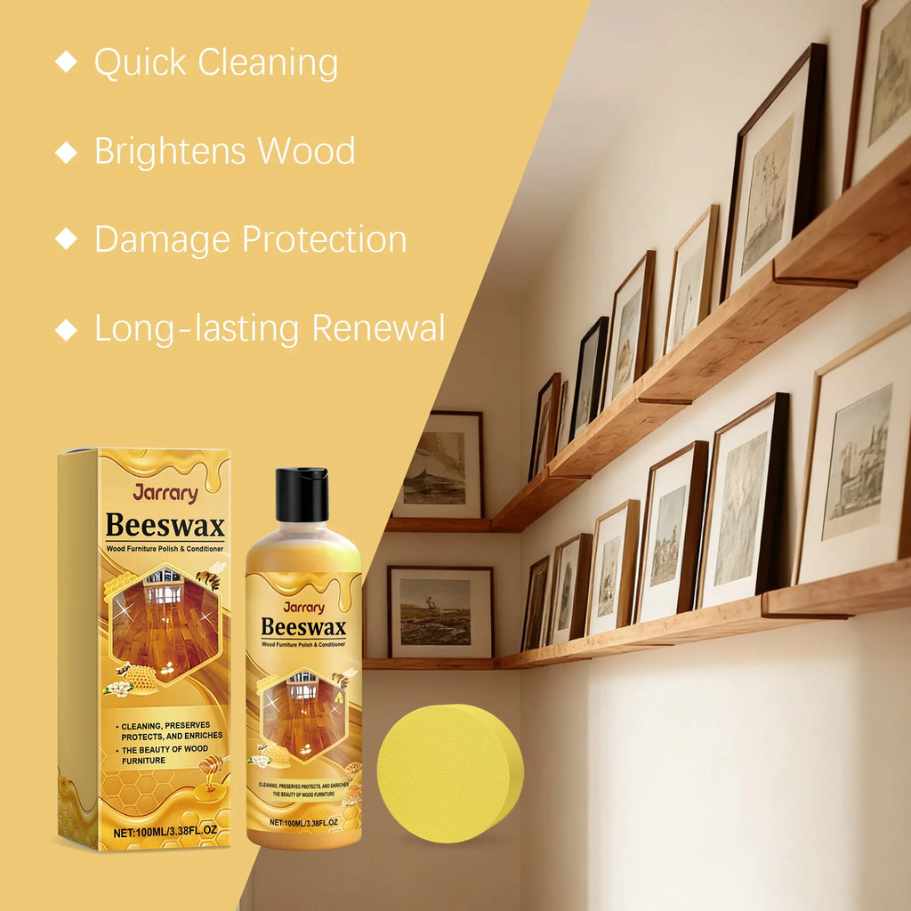 Beeswax Wood Polishing Agent with Sponge Wooden Furniture Polishing Restore Shine Protect Wooden Surfaces Beeswax Wood Care Wax Oasis Select