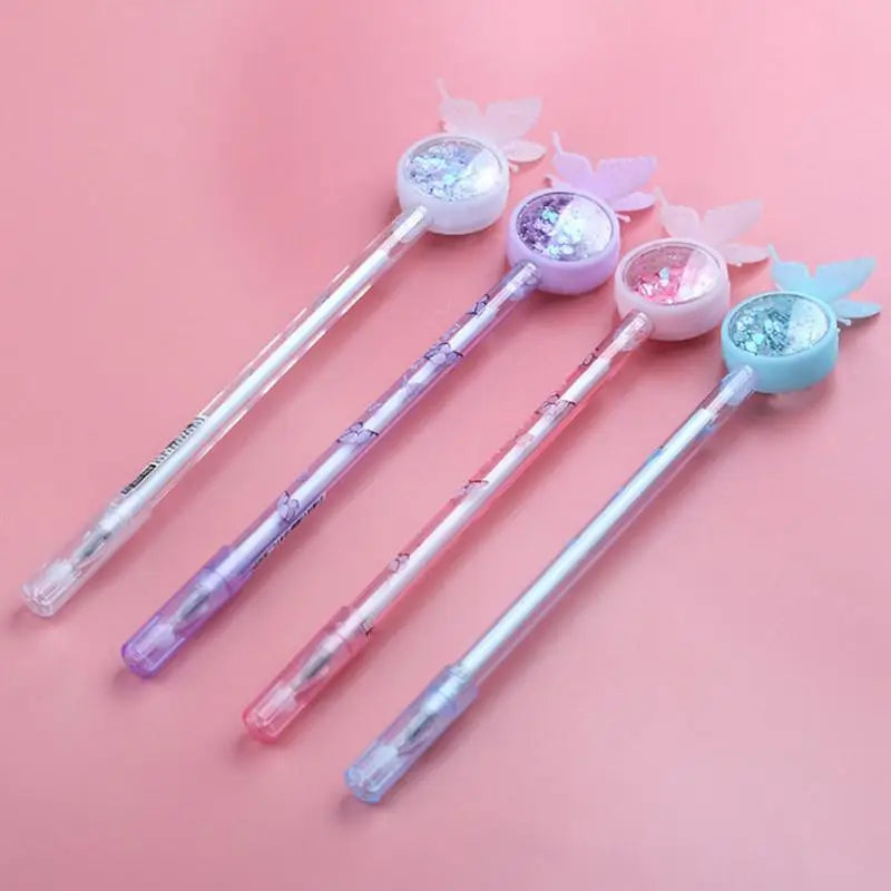 1PCS Creative Sequin Butterfly Gel Pen Cartoon Student Writing Pen Office School Supplies Signature Water-based Roller Pen Oasis Select