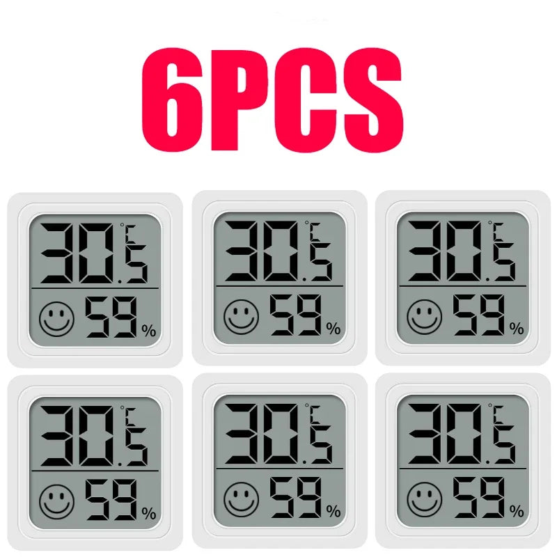6PCS Mini Digital Thermometer Hygrometer Indoor Temperature LCD Electronic Monitor Hygrometer Outdoor Room Baby Oasis Select 6PCS-White