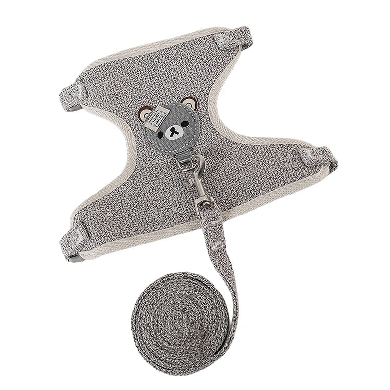 Cat Dog Harness with Lead Leash Adjustable Vest Mesh Breathable Adjustable Chest Harness Outdoor Walking Cat Pet Supplies Oasis Select Grey M