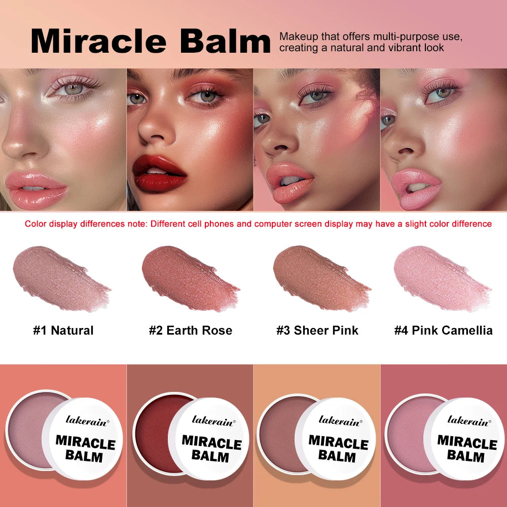 3 In 1 Solid Pearl Blush Cream Monochrome Woman Blush Paste Cheek Ulti-purpose For Eyes Lips Makeup Blush Stick Korean Cosmetics Oasis Select