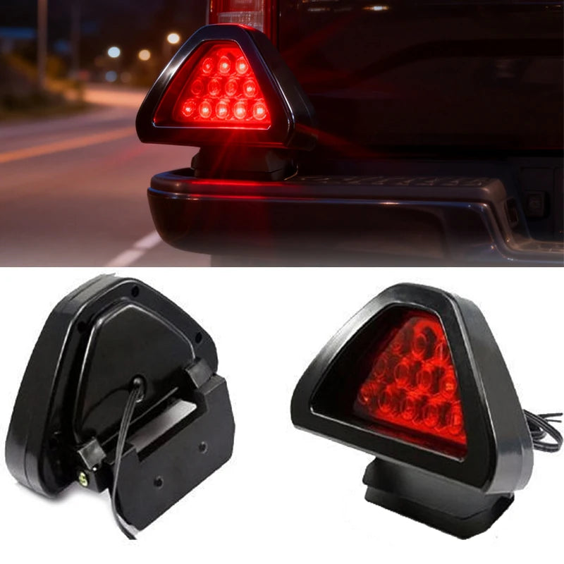 Universal 12V Car Brake Light LED F1 Triangle Tail Lamp Red Fog Light Flash Warning Bulb Motorcycle Signal Light Car Accessories Oasis Select