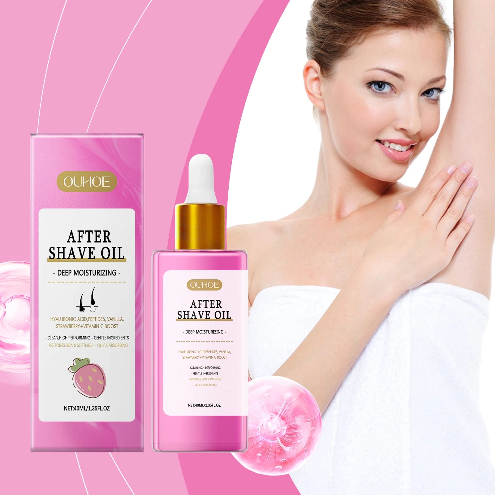40ml Aftershave Care Essential Oil Soothes The Skin, Strawberry Flavored Daily Care Oil Moisturizes And Smooths Body Care Oasis Select