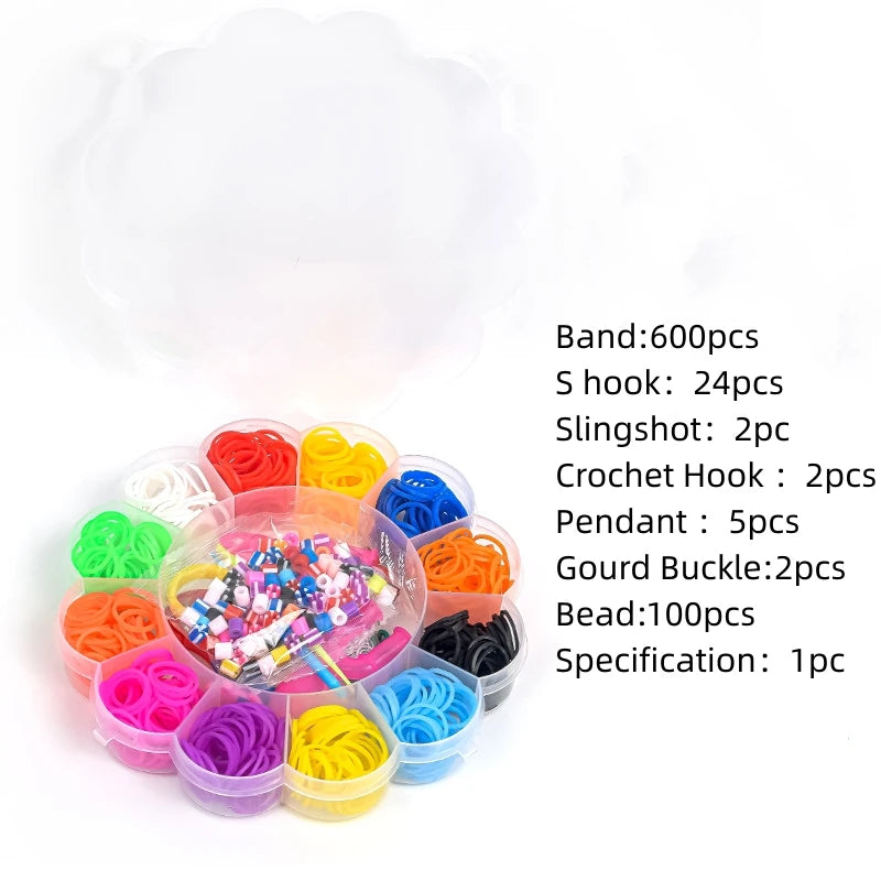 1Set Elastic Rubber Band Refill Loom Bracelet Kit Organizer for DIY Knitting Friendship Craft Girl Kid Creativity Birthday Gift Oasis Select 3
