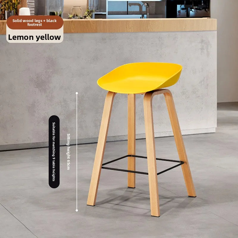 Nordic Bar Chair Modern Simple Bar Chair Wrought Iron Fashion Creative Restaurant High Stool Household Stool Front Desk Chair Oasis Select Yellow 65 2 pieces