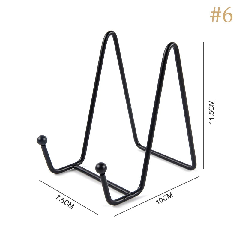 1pc Plate Display Stand Picture Easel Metal Plate Stands Holder Display Pictures Frame Photo Decorative Plate Dish Tabletop Arts Oasis Select 6