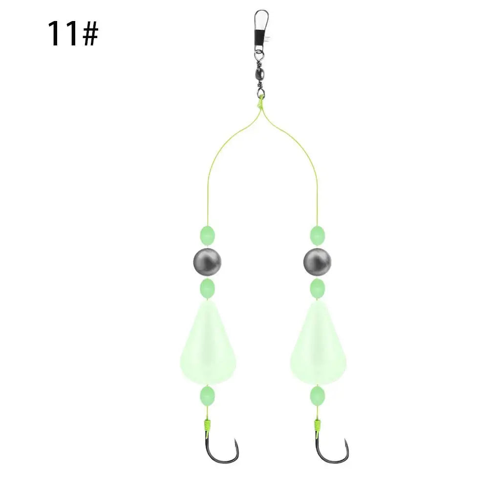 Double Hook Carp Hair Rigs – Glow Night Float, Ready Made