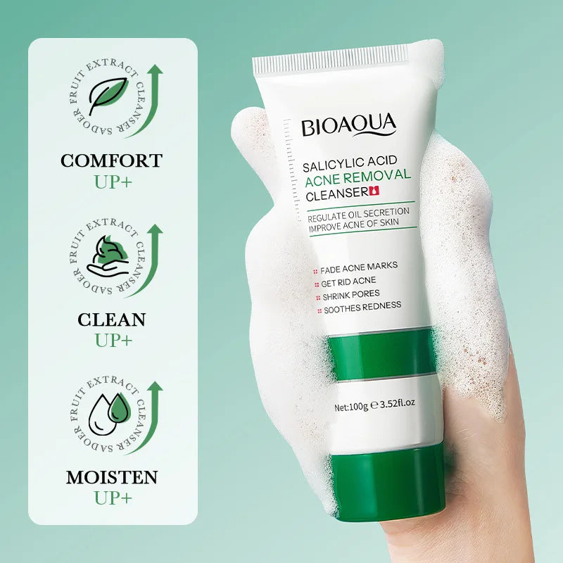 BIOAQUA Salicylic Acid Facial Cleanser Acne Treatment Moisturizing Oil Control skincare Face Wash Foam Face Cleanser Skin Care Oasis Select