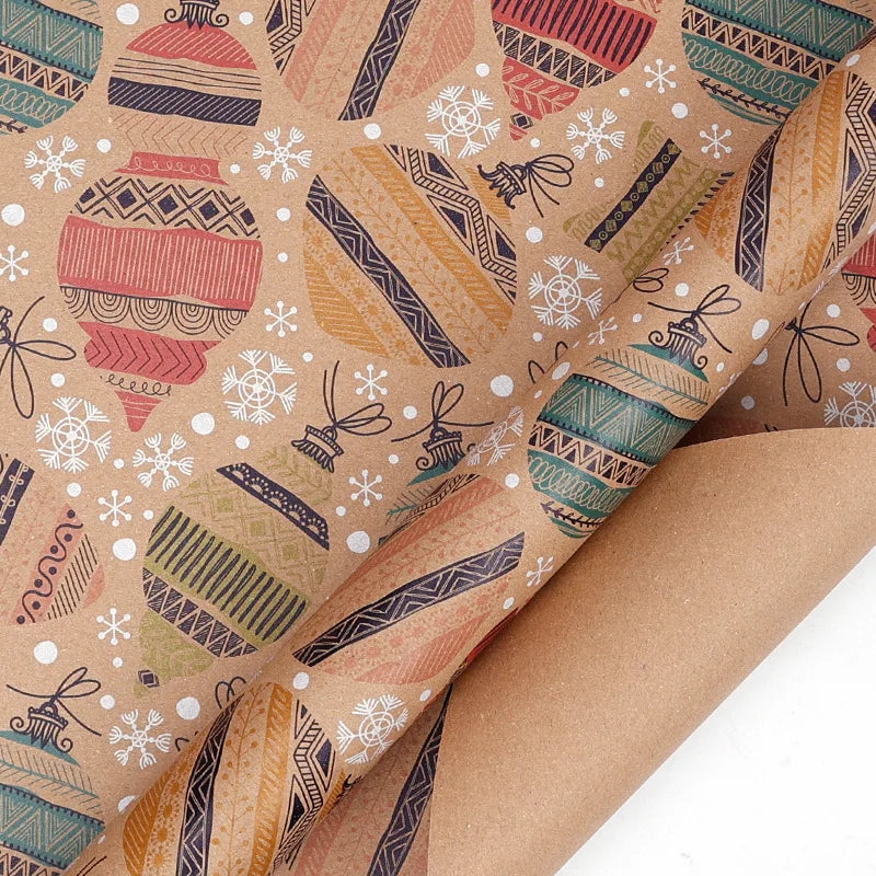 50x70cm Xmas Gift Paper Recyclable Kraft Wrapping Paper Christmas Wrapping Paper Sturdy For Wedding Winter Holiday Christmas Oasis Select Style 1