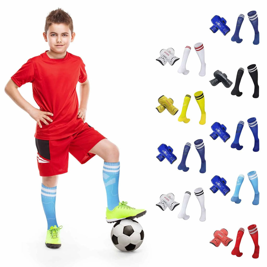 Kids Football Socks & Shin Guards Set – Anti-Slip Knee-High Kids Football Socks Set Oasis Select