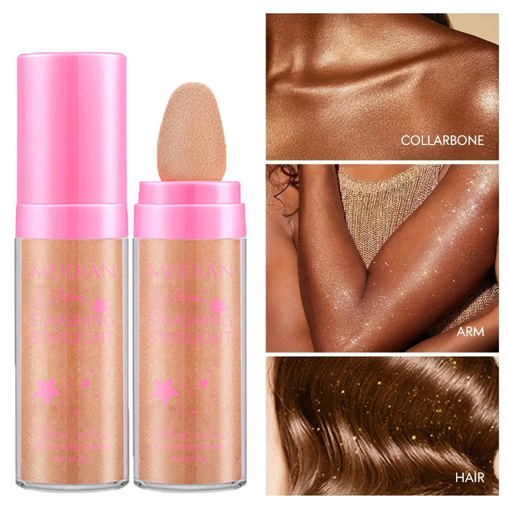Waterproof Shimmer Highlighter Powder – Body & Hair Glow Shimmer Highlighter Powder Oasis Select