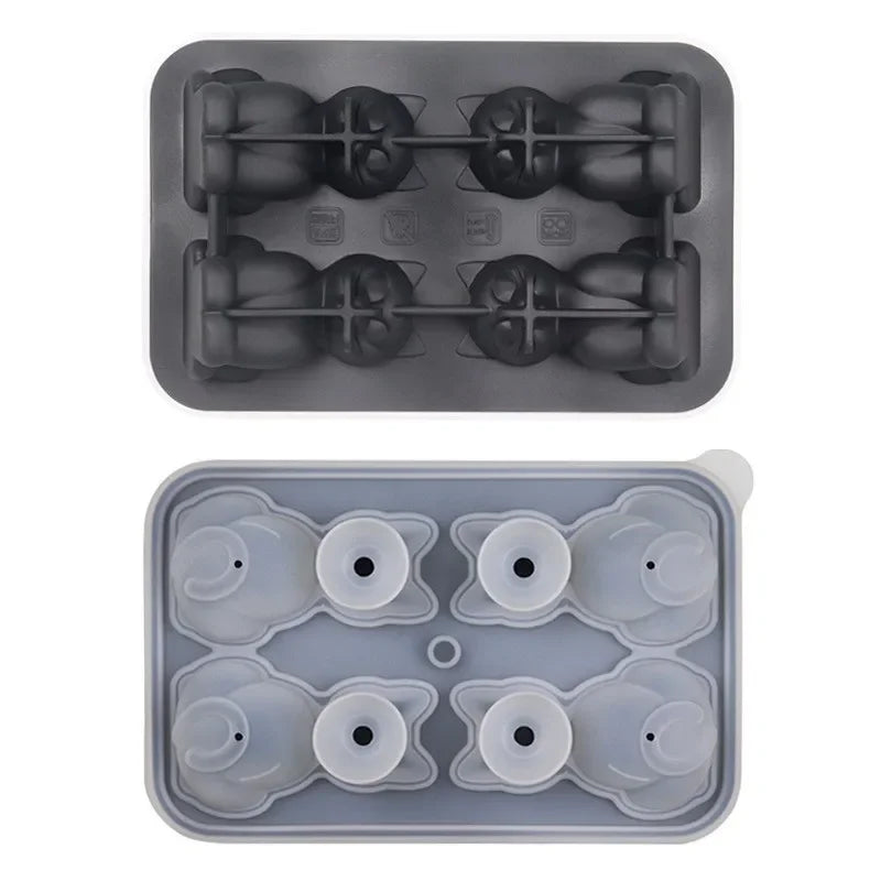 Silicone Ice Cube Ice Ball Mold Animal Ice Cube Cat Ice Cube Cat Ice Cube Mold Home Ice Cube Ice Box Gadgets for Home Oasis Select black