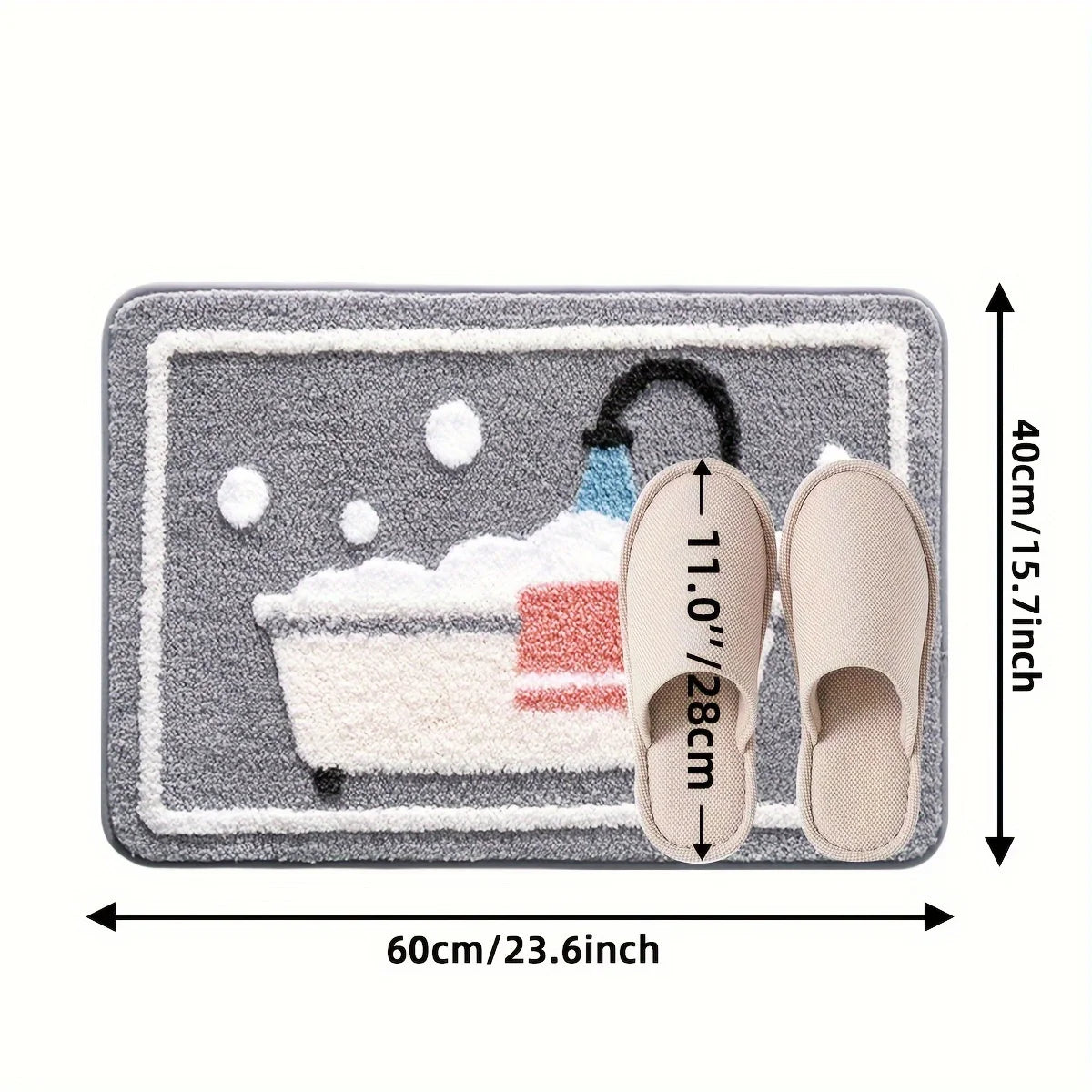 Non-Slip Knit Bath Rug with TPR Backing – Water Absorbent & Machine Washable Polyester Bath Mat for Bathroom, Shower Oasis Select