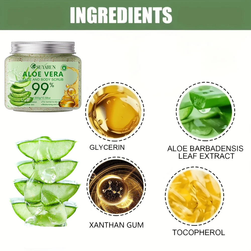 SUYARUN Aloe Vera Body Scrub – Deep Cleansing & Hydrating Body Scrub Exfoliator Oasis Select