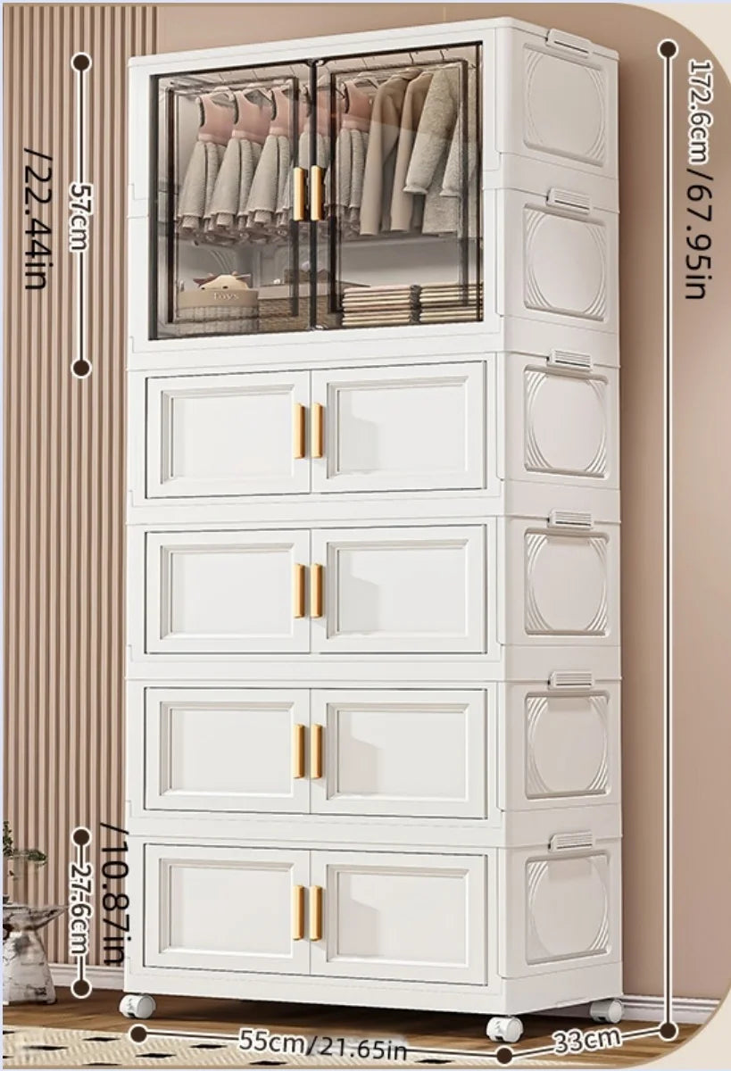 Foldable plastic storage box, simple wardrobe for home bedroom closet toy storage cabinet, no installation required Oasis Select