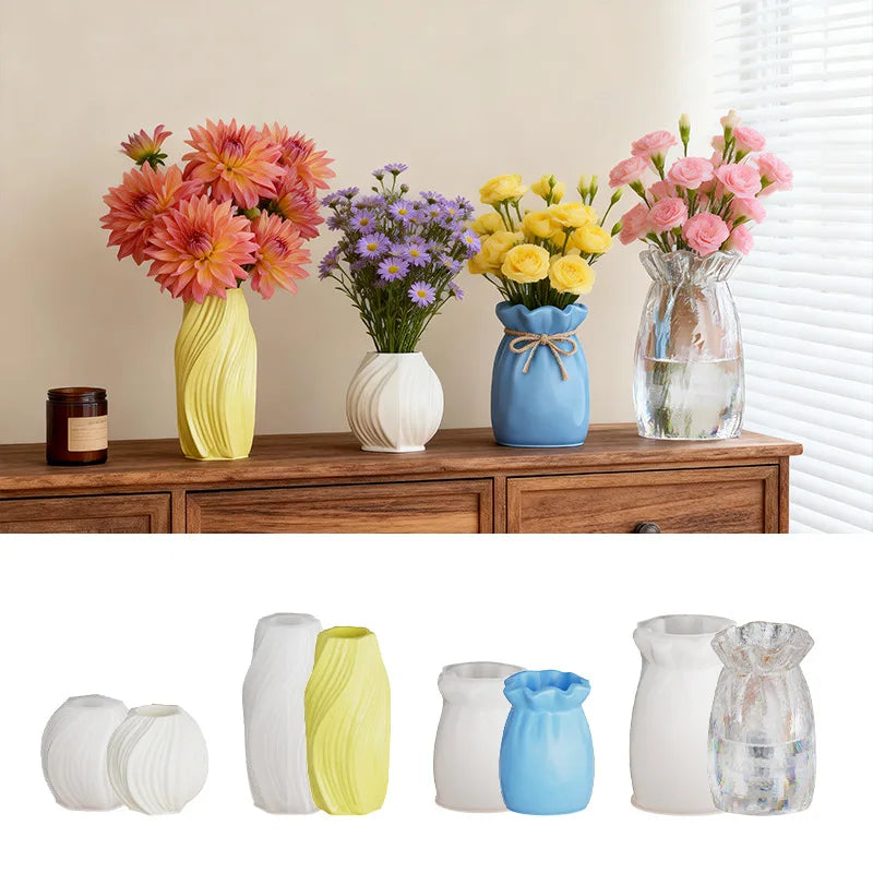 3D Modern Vase Silicone Mold DIY Flower Vase Molds Table Centerpiece Epoxy Plaster Concrete Flower Pot Mould Home Decoration Oasis Select